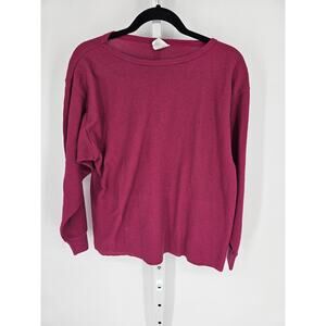 Hanes HerWay Womens Long Sleeve Round Neck Casual Purple Cotton Sweater Size 2XL